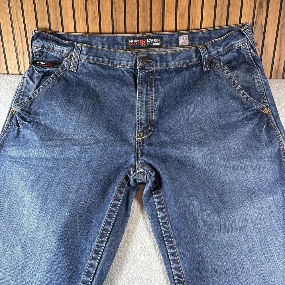 Ariat FR M4 Low Rise Boot Medium Wash Men's 42x38 Jeans Work Carpenter